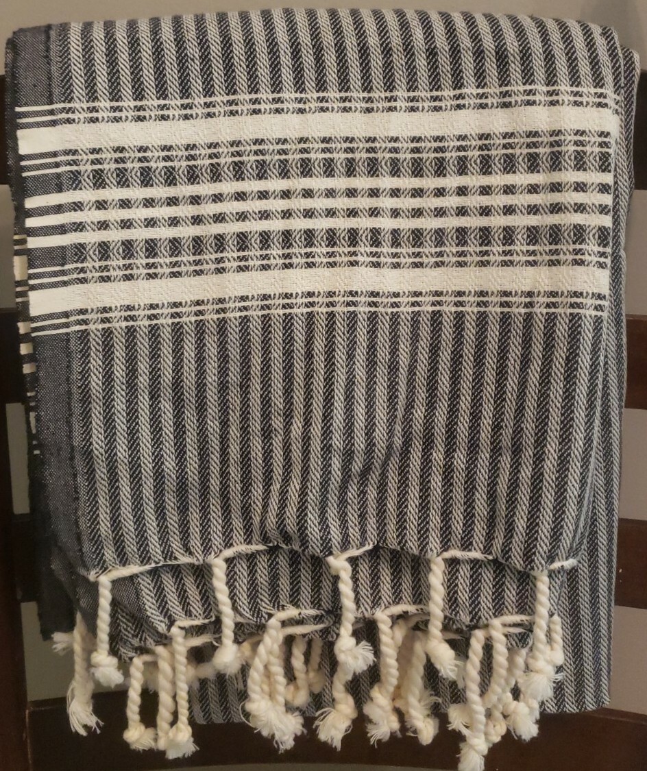 Linum Home Textiles Black Stripe Turkish Pestemal Towel ~ 40"x72" ~ Cotton gallery