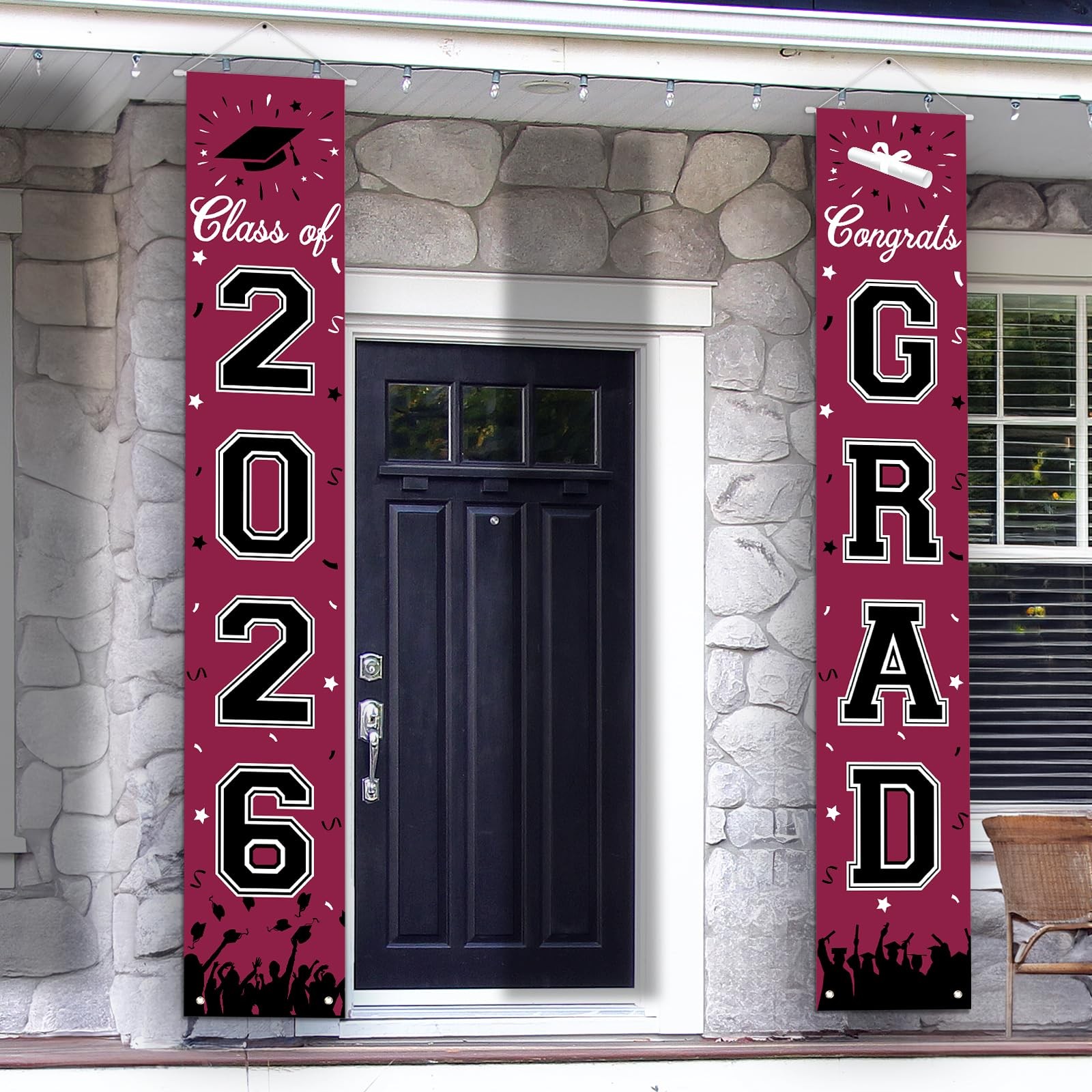 2026 Graduation Decorations, Banner Class of Maroon and Black gallery