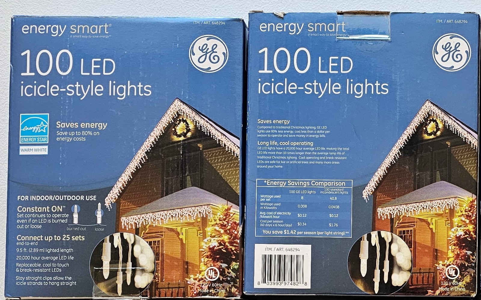 2x GE 100 LED Icicle Lights Model 739481 – OPEN BOX, Holiday Christmas Decor gallery