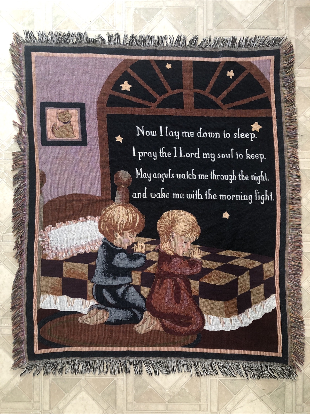 Now I Lay Me Down To Sleep Lords Bendyime Prayer Throw Blanket 41x49 Tapestry gallery