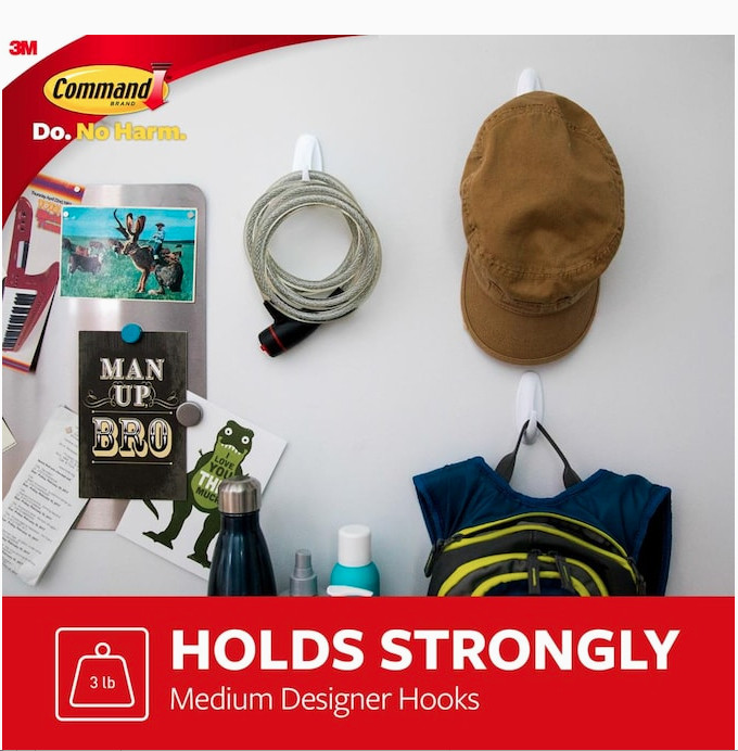 3 Pks 3M Command 8 Medium Designer Hooks & 12 Adhesive Strips Per Pack Max 3 lb gallery