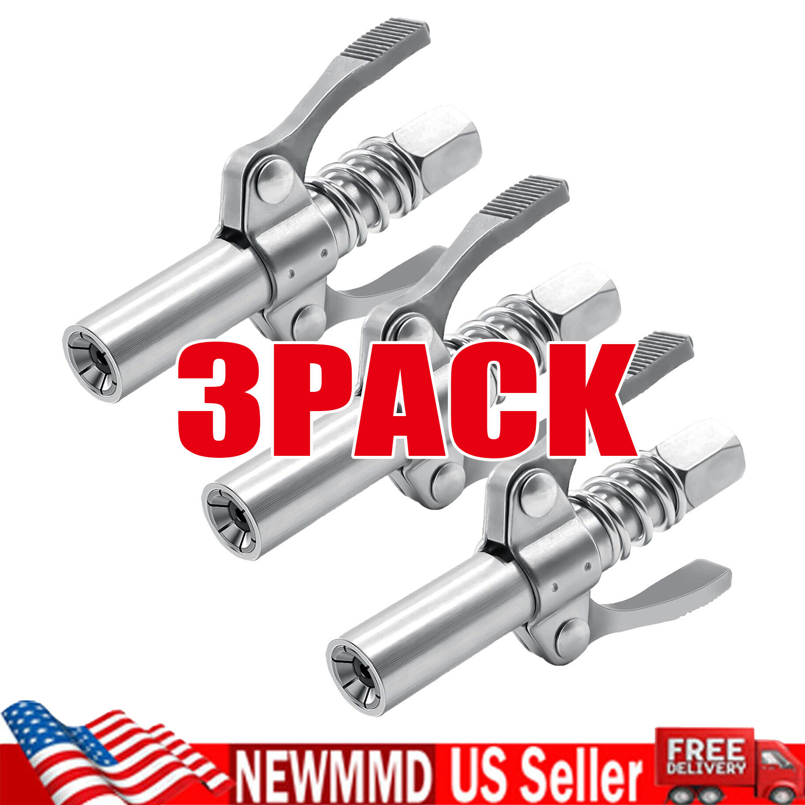 3X Grease Gun Coupler Double Handle High Pressure Quick Release Lock Oil Nozzles gallery