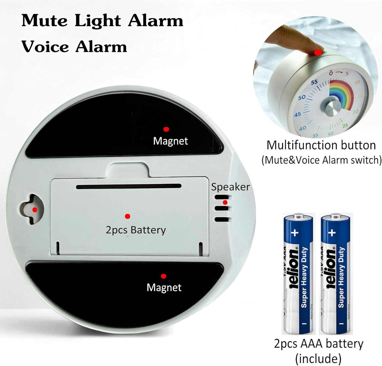 60 Minute Visual Kitchen Timer Rainbow Disk Magnetic Countdown Timer gallery
