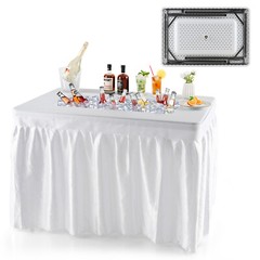 4 FT Folding Ice Bin Table Outdoor Ice Cooler Table w/Matching Skirt Party BBQ