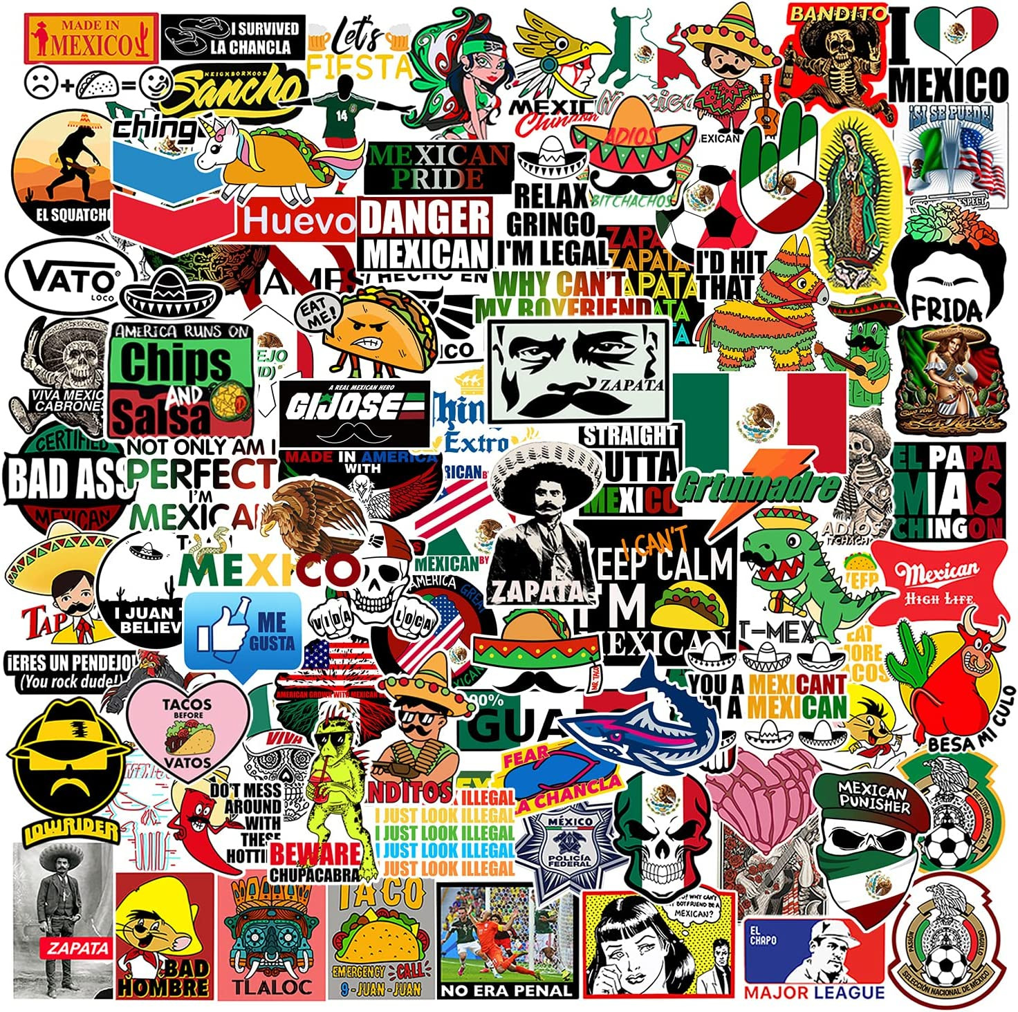 100Pcs Mexican Hardhat Stickers, Funny Vinyl Mexico Tool Box Stickers, Design fo gallery