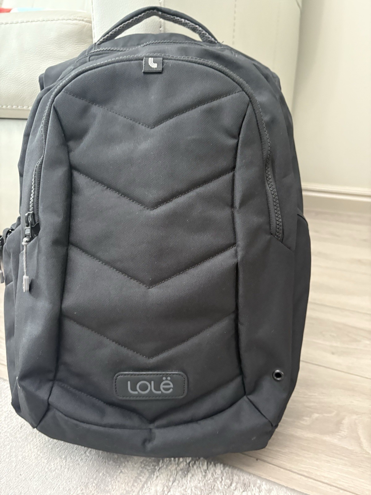Lole Quilted Backpack Padded Back Shoulder Laptop Black 2