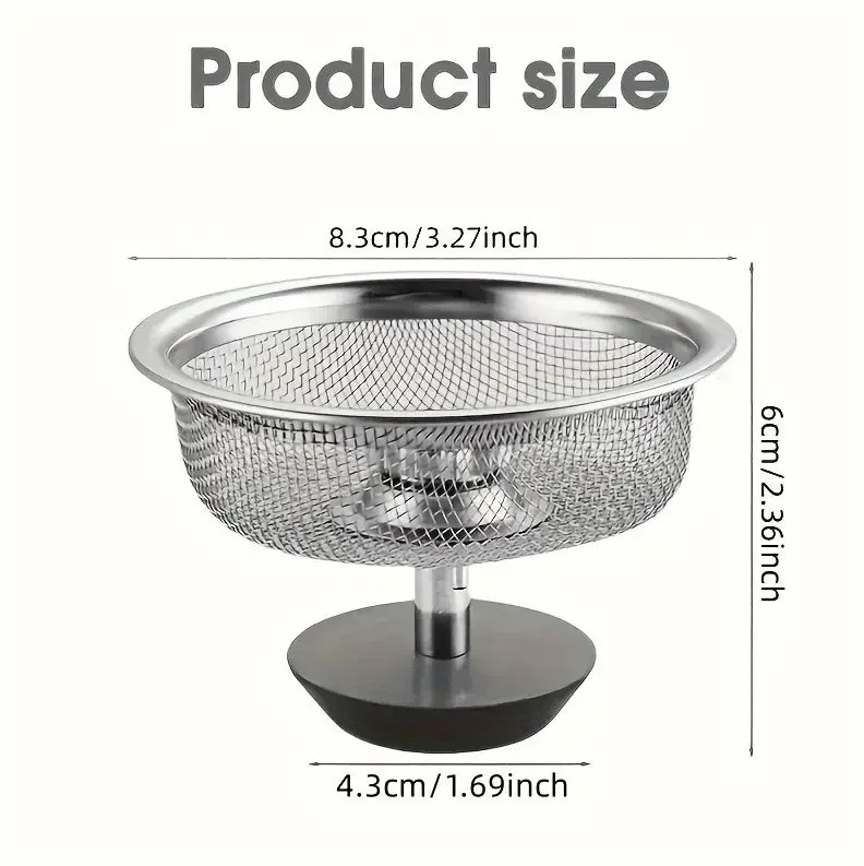 2Set Kitchen Sink Strainer With Handle & Stopper – Stainless Steel Drain Filter gallery