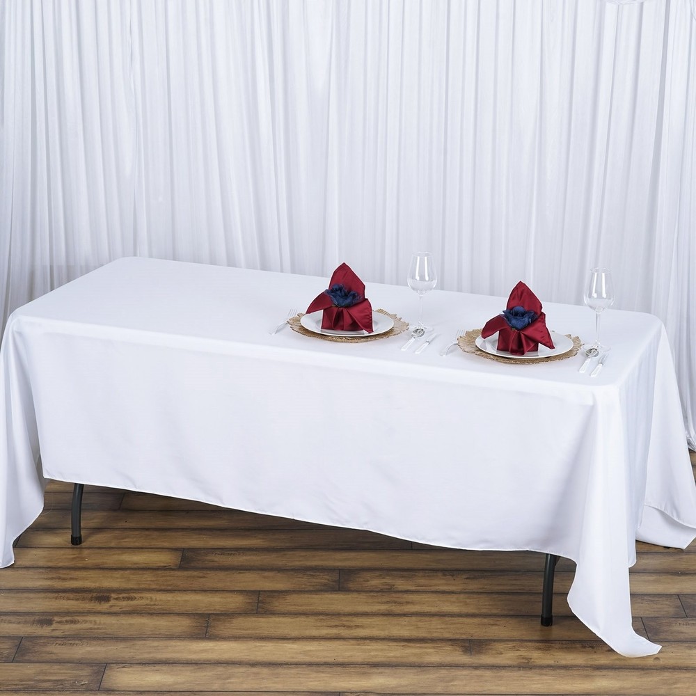 72x120" White PREMIUM RECTANGLE Polyester TABLECLOTH Catering Linens Home SALE