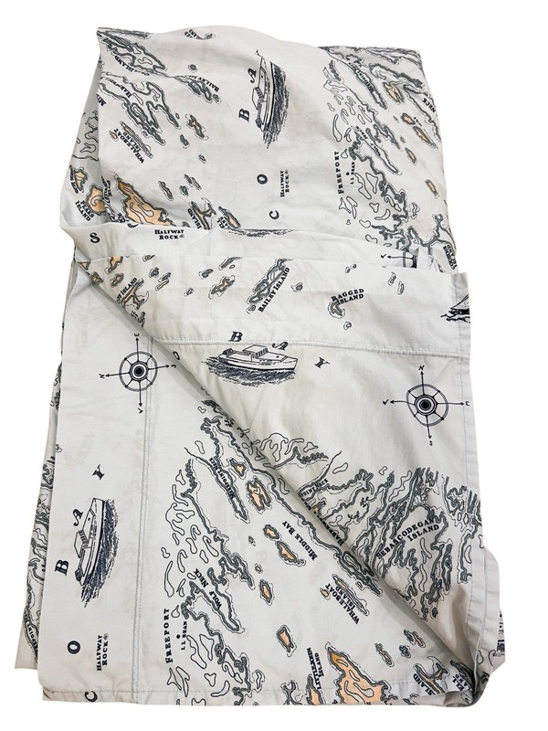 LL Bean Nautical Map Percale Sheet Set Size Full Fitted Flat Cotton Maine gallery