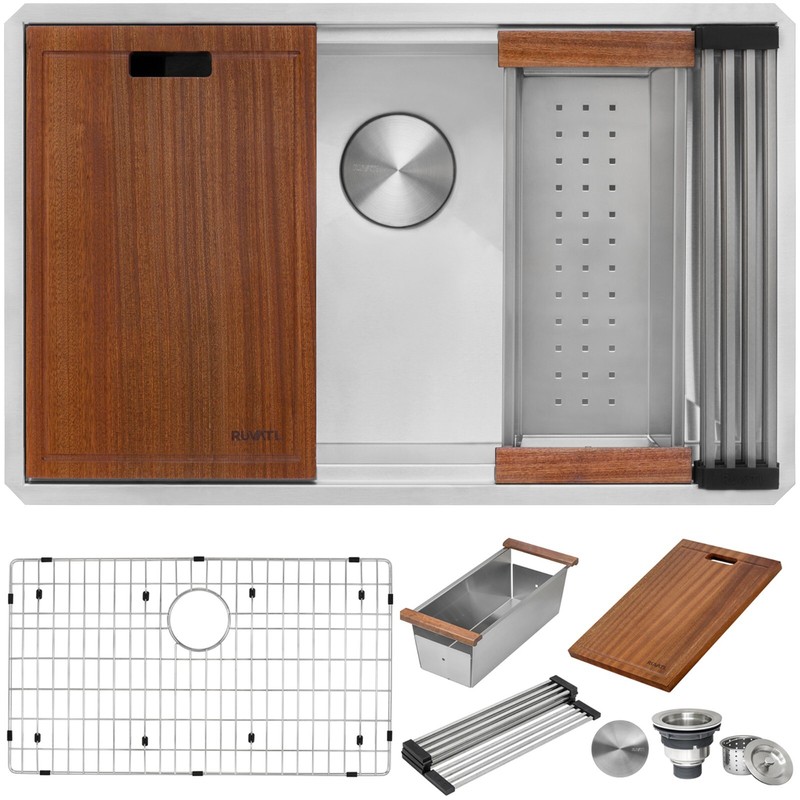 Ruvati 32-inch Undermount Workstation Kitchen Sink Single Bowl - RVH8300 gallery