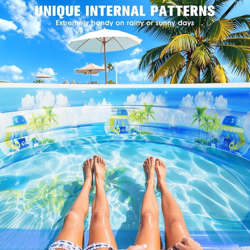 2026 Extra Large Upgraded Inflatable Pool with Canopy,Inflatable Family Lounge P gallery