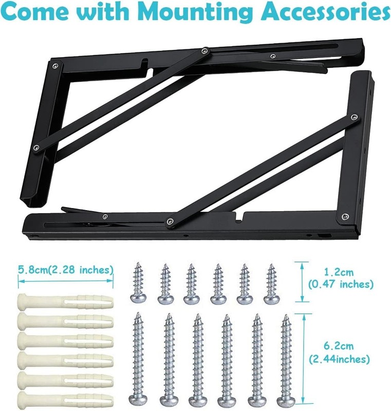CLT 14" Black Folding Shelf Brackets Max. Load 440 lb, Heavy Duty DIY Wall Mo... gallery