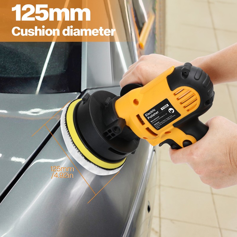 800W Car Polisher Buffer Sander Polishing Machine Kit Waxing with 5" Pad Bonnet gallery