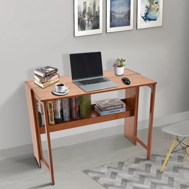 Foldable Bamboo Desk – Space-Saving Home Office Writing Workstation gallery