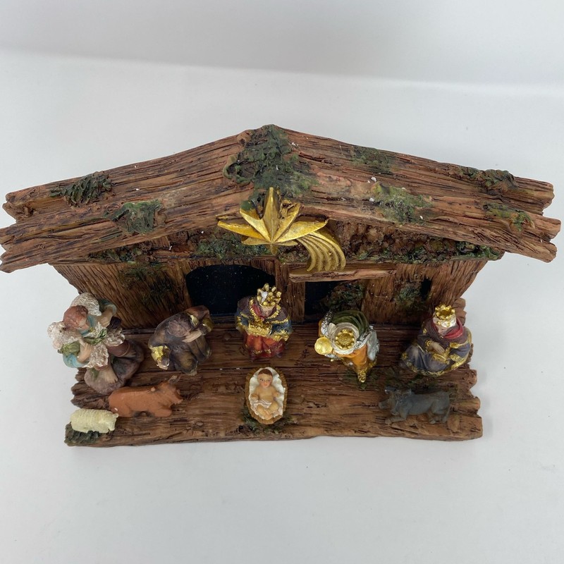 Kurt Adler Nativity Set with Stable, 11-Pc (Multicolor, 9.75" Stable) gallery