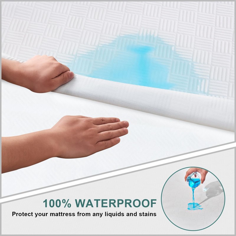 100% Waterproof Queen Mattress Protector, Breathable Cooling 3D Air Fabric Co... gallery