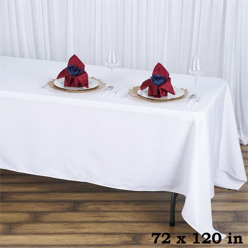 72x120" White PREMIUM RECTANGLE Polyester TABLECLOTH Catering Linens Home SALE gallery