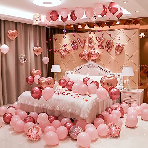 Valentines Day Balloons Kit, 101Pack Rose Gold Red Balloons with 200 Rose Pink gallery