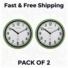 Mainstays Basic Indoor 8.78″ Sage Analog Round Modern Wall Clock (2 Pack)