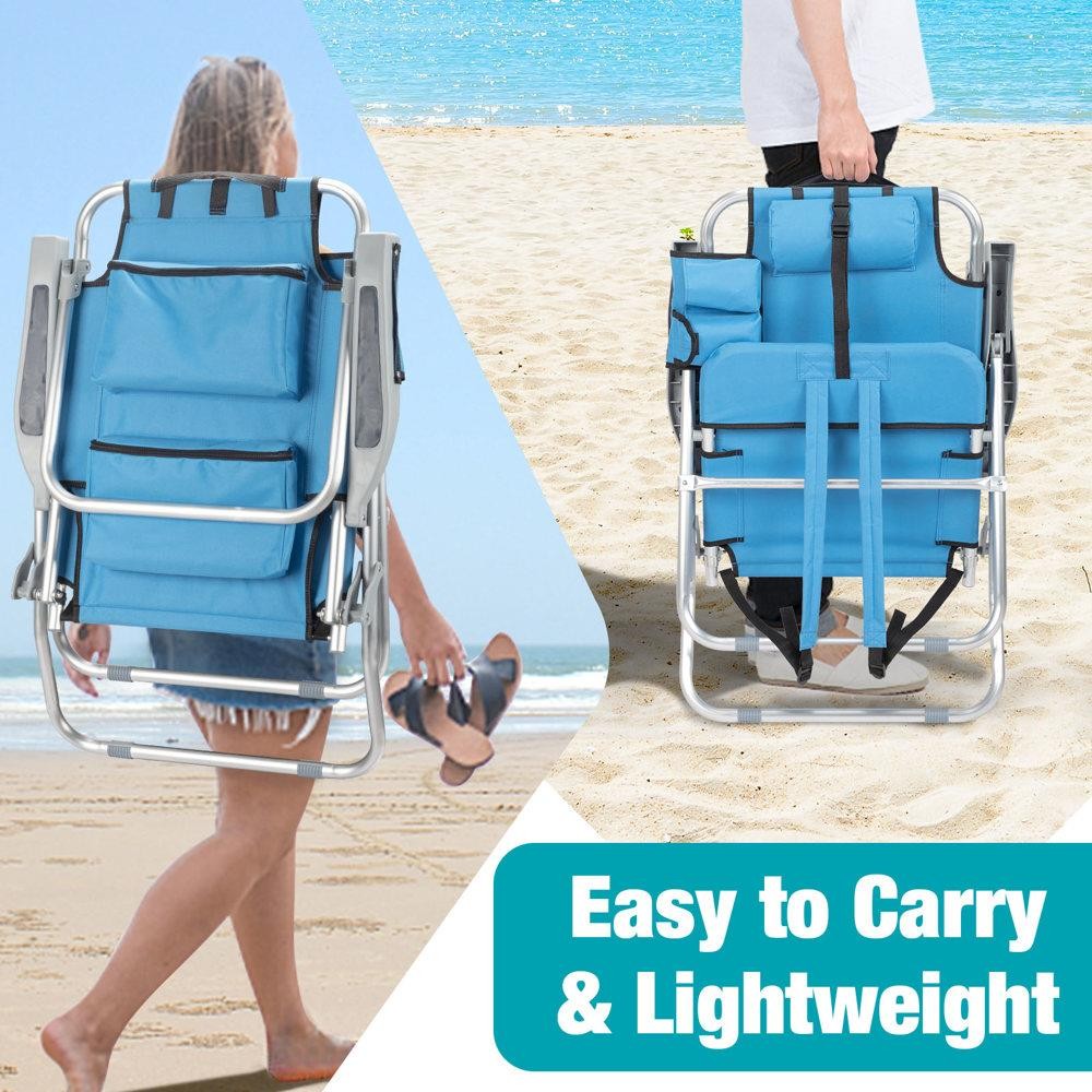 Folding Tall Backpack Beach Chair Heavy Duty Camping Chair 220Lbs Load gallery