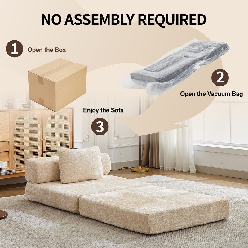 Compression Sofa,Convertible Floor Sofa Bed with Fixed-Shape Frame,Single Seater gallery