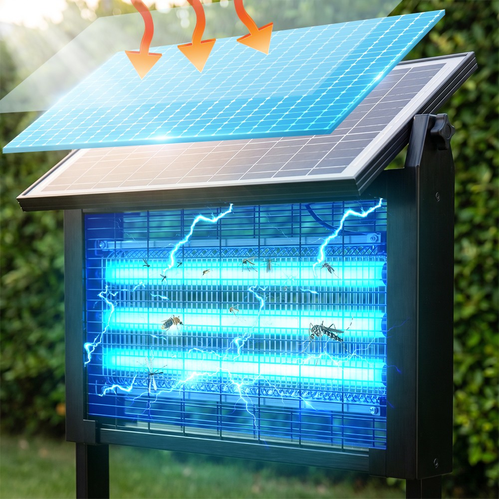Solar Bug Zapper Outdoor Mosquito Zapper 4500V Waterproof Electric Fly Zapper gallery