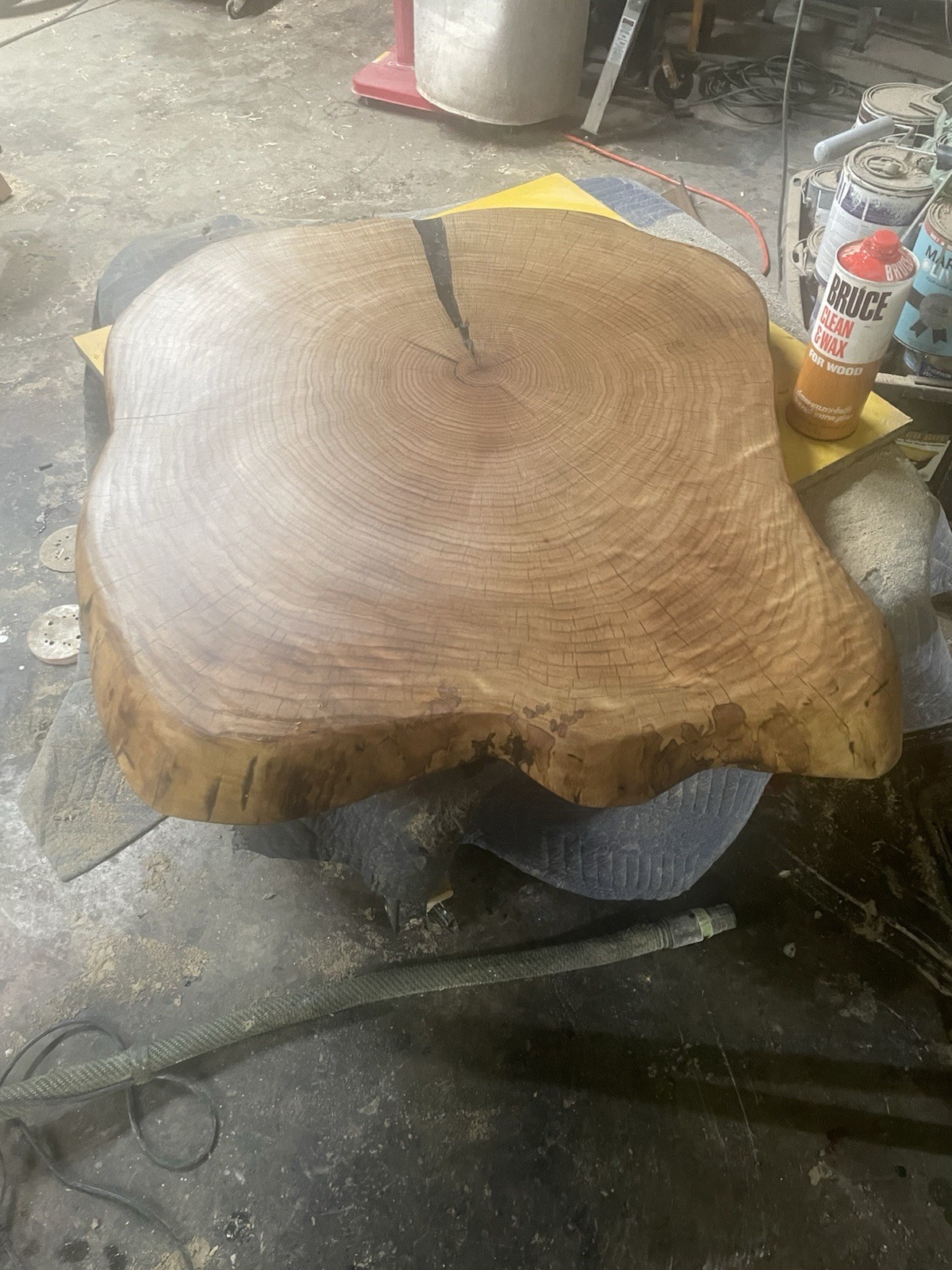 Oiled Live Edge Oak Coffee Table, Free Form, Gold Light Wood Tone 44x48x24 gallery