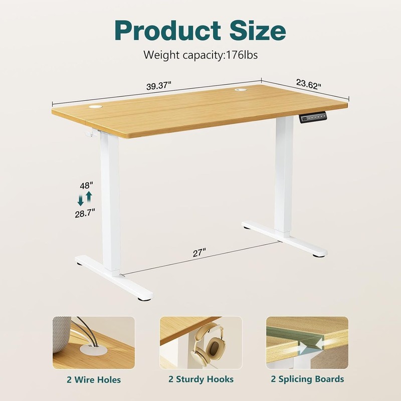 40" Electric Standing Desk Height Adjustable Desk Home Office Computer Table gallery