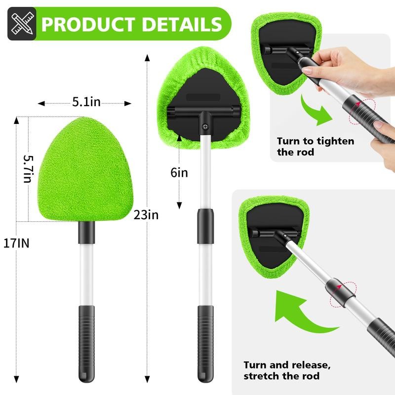 Car Windshield Cleaning Tool 23" Extendable Handle 4 Reusable Pads In&Out Use gallery