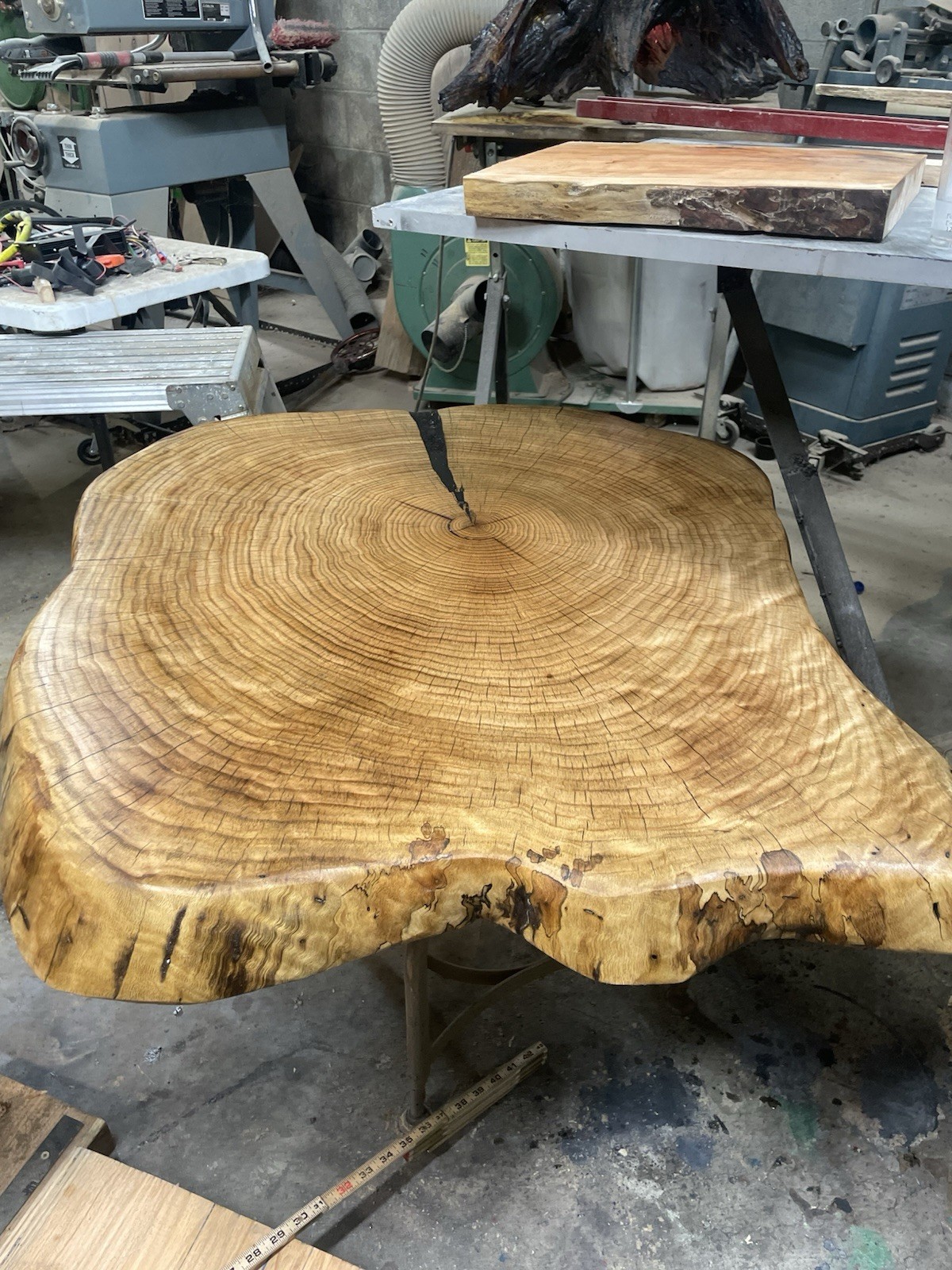 Oiled Live Edge Oak Coffee Table, Free Form, Gold Light Wood Tone 44x48x24 gallery
