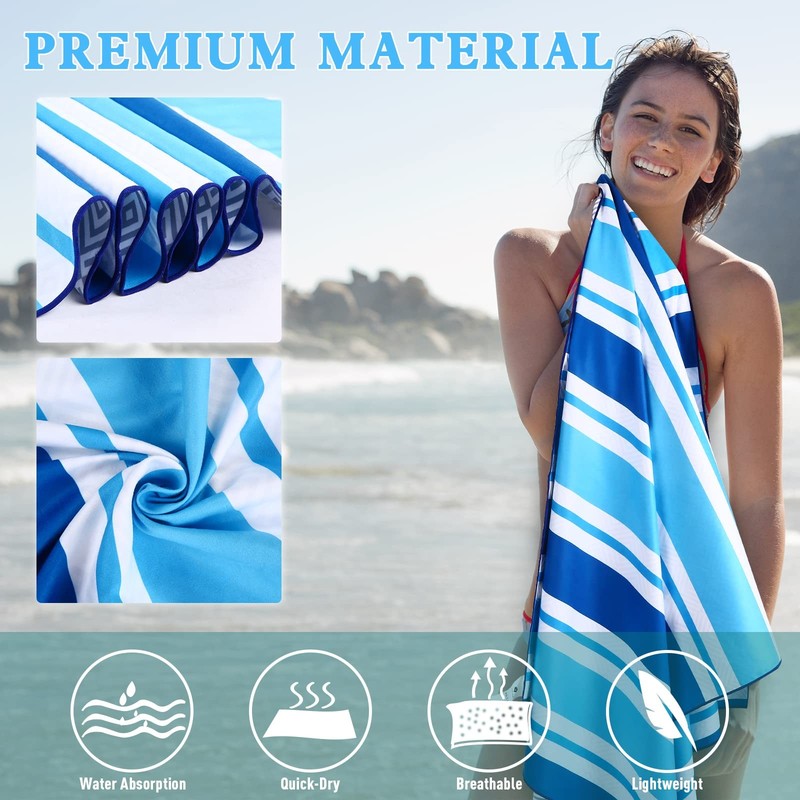 2 Pack 75x35 inch Oversized Microfiber Beach Towel Sand-Free Quick-Dry gallery