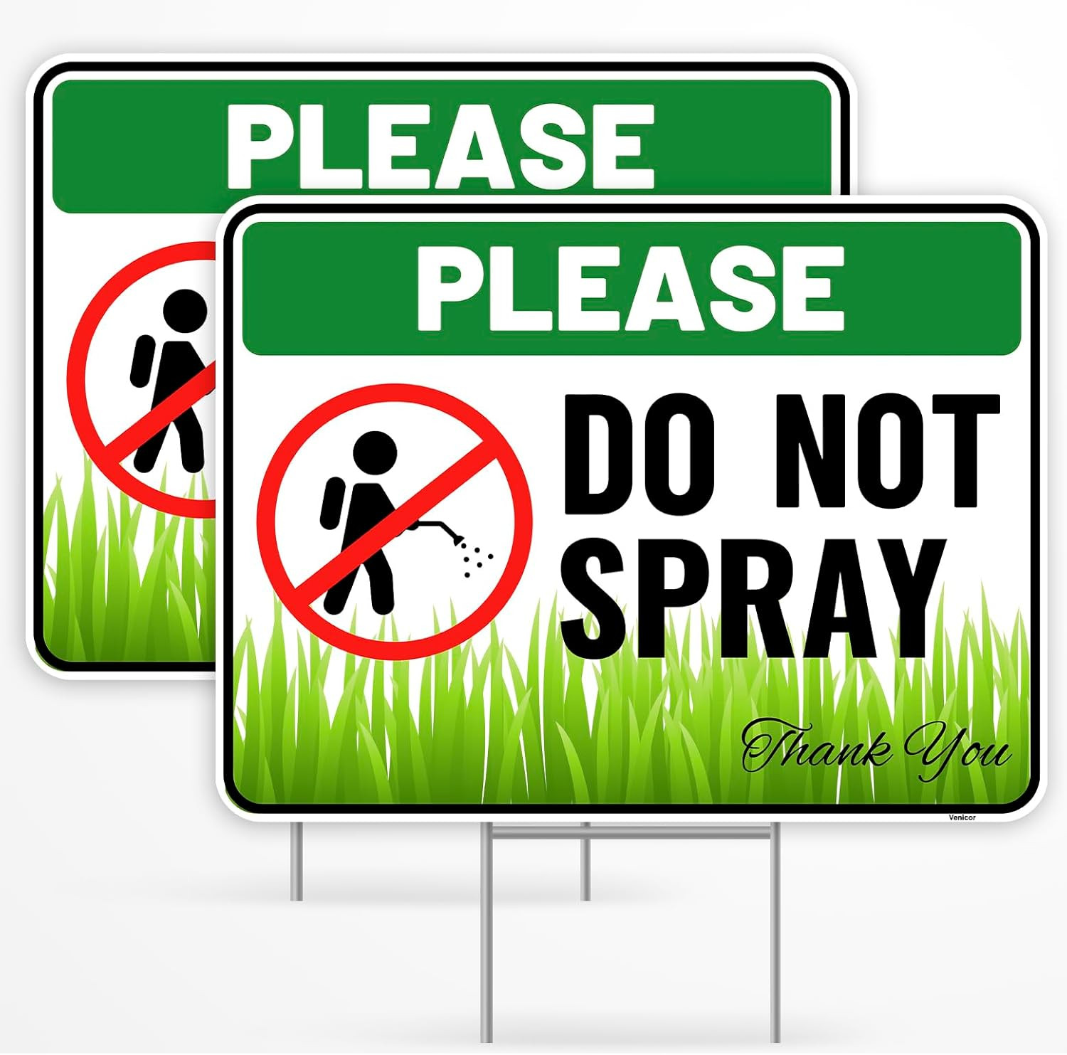 2PC Do Not Spray Sign with Metal Stakes, 12"X9" - Corrugated Plastic - Outdoor N gallery