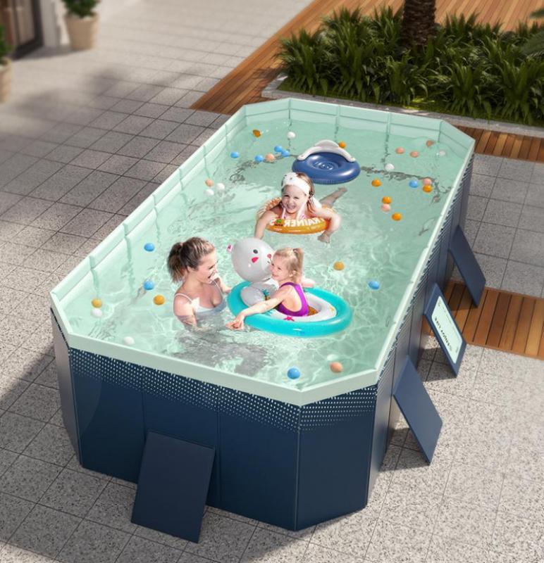 Rectangular Above Ground Outdoor Swimming Pool Adult & Kid On Hot Summer Days US gallery