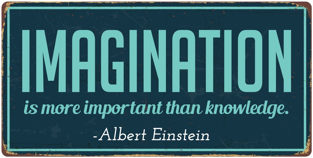 921HS Imagination Is More Important Than Knowledge 5"x10" Aluminum Novelty Sign