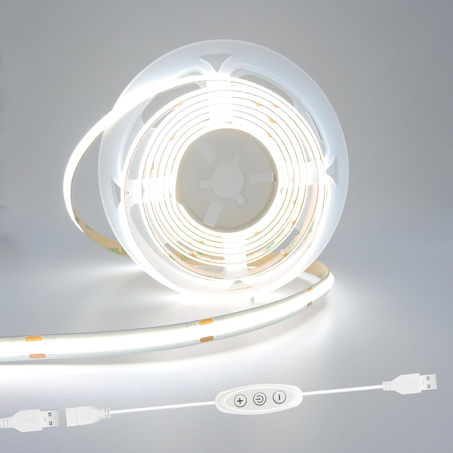 5V COB Led Strip Lights USB Powered 6000K Cool White CRI93+ 6Ft Led Tape Light w gallery