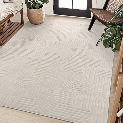 Soft Cozy Fluffy Arch Pattern High-Low Pile Textured Area Rug 5'3"x7'3" Non gallery