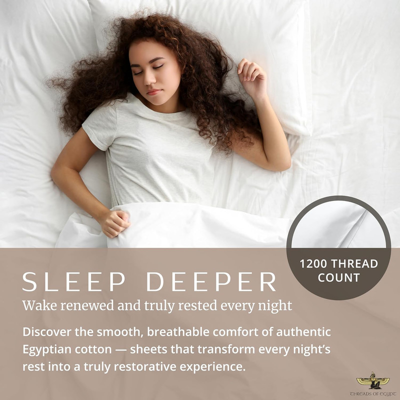 100% Egyptian Cotton Sheets Split King Size | 1200 Thread Count | CEA Gold Seal gallery