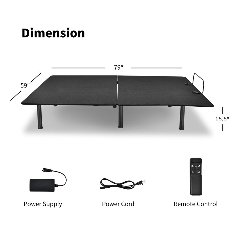 Costway Adjustable Bed Base Head & Foot Remote Control Steel Frame USB Queen gallery