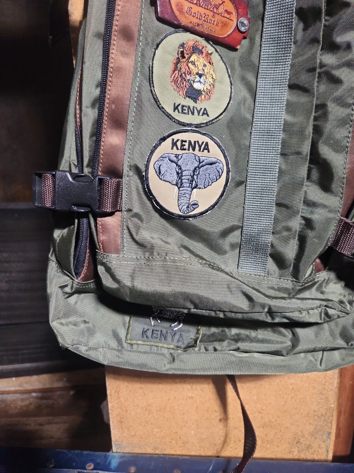 Green Padded Backpack With Kenya Patches 3