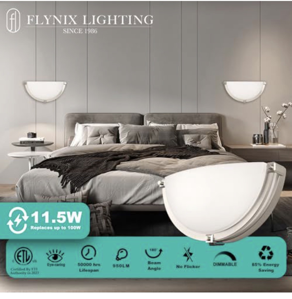 13 inch Dimmable LED Wall Sconce, Half Moon Wall Light Fixture, 3000K/4000K/5... gallery