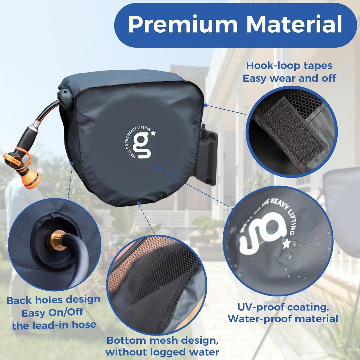 Giraffe Tools AW50 Retractable Garden Hose Reel Cover UV Resistant, Anti-Fading gallery