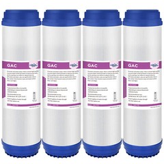 4 Pack 5μm 10×2.5″ Granular Activated Carbon Water Filter GAC Sediment Cartridge