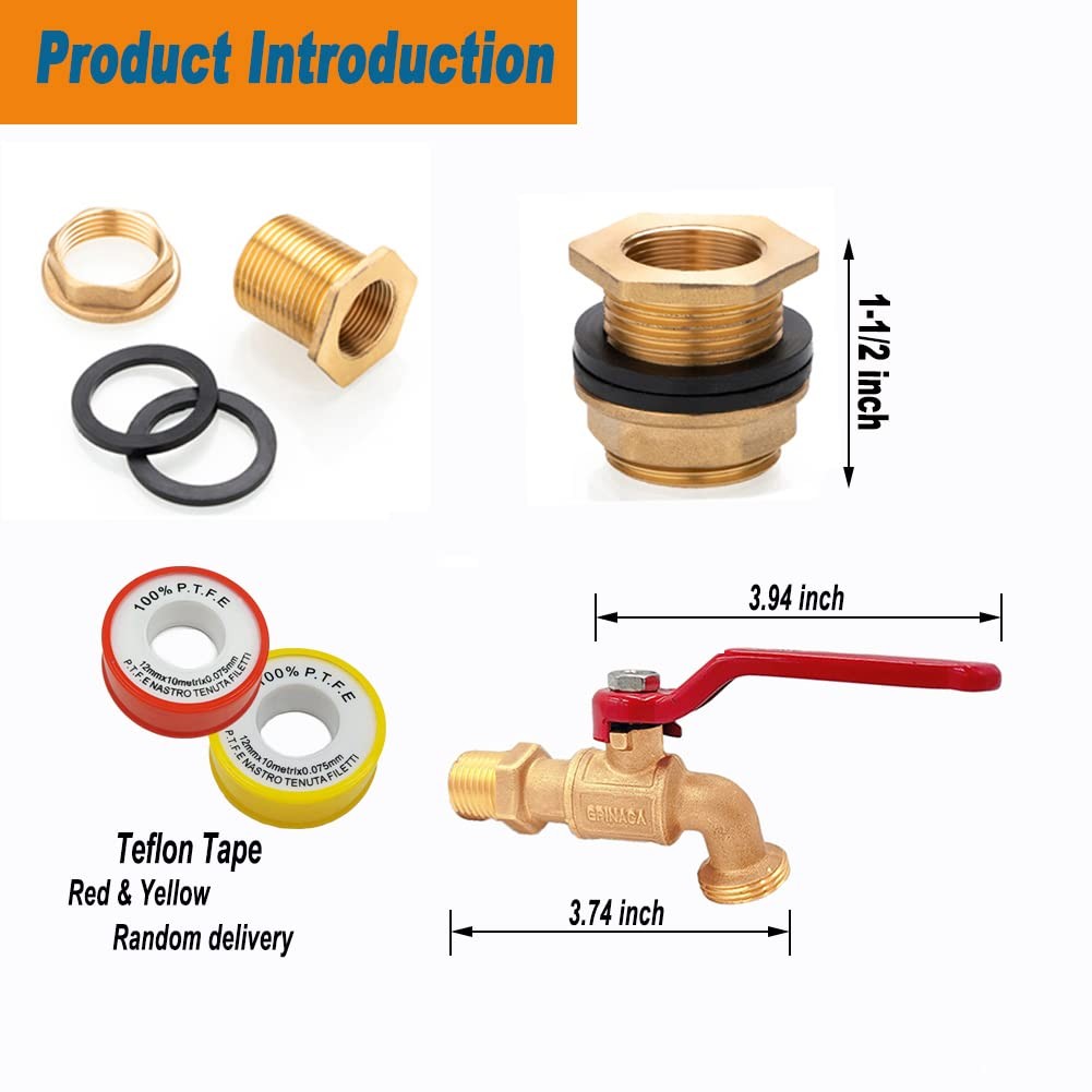 Musibo Rain Barrel Spigot Kit, Brass Water Barrel Faucet for Bucket, Water Ta... gallery