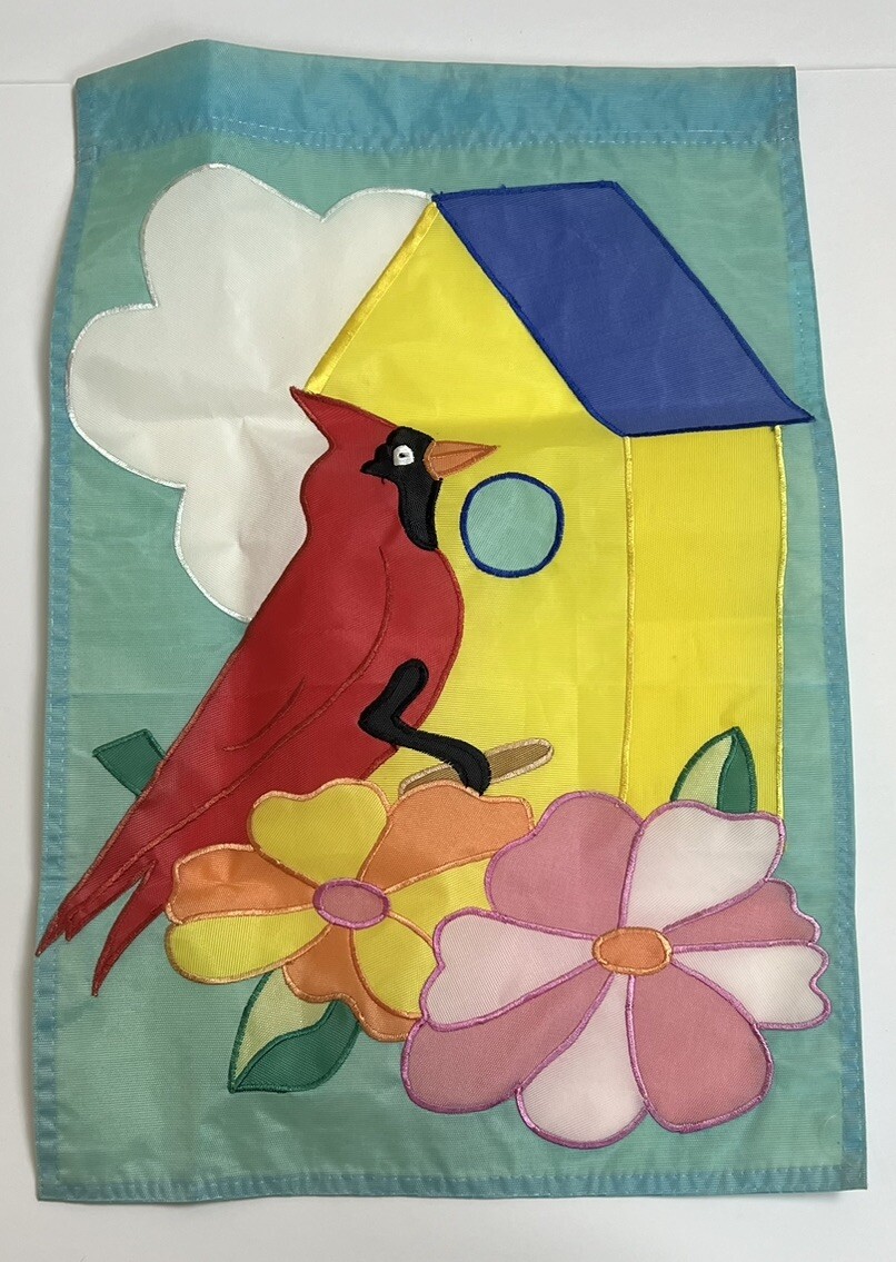 Yard Flags Lot 6 Fall Summer Flowers Cardinals Cats Football Double Sided *READ gallery