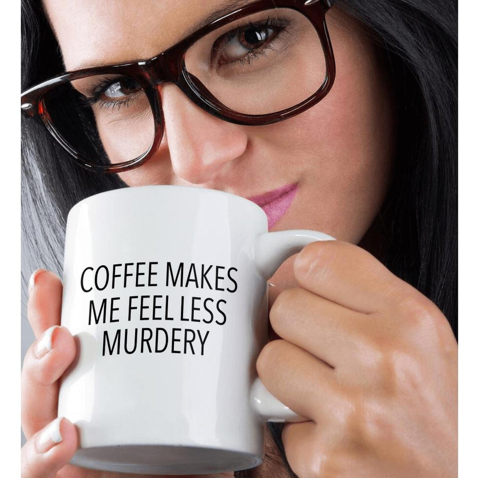 3dRose, Coffee Makes Me Feel Less Murdery Black, Mug gallery