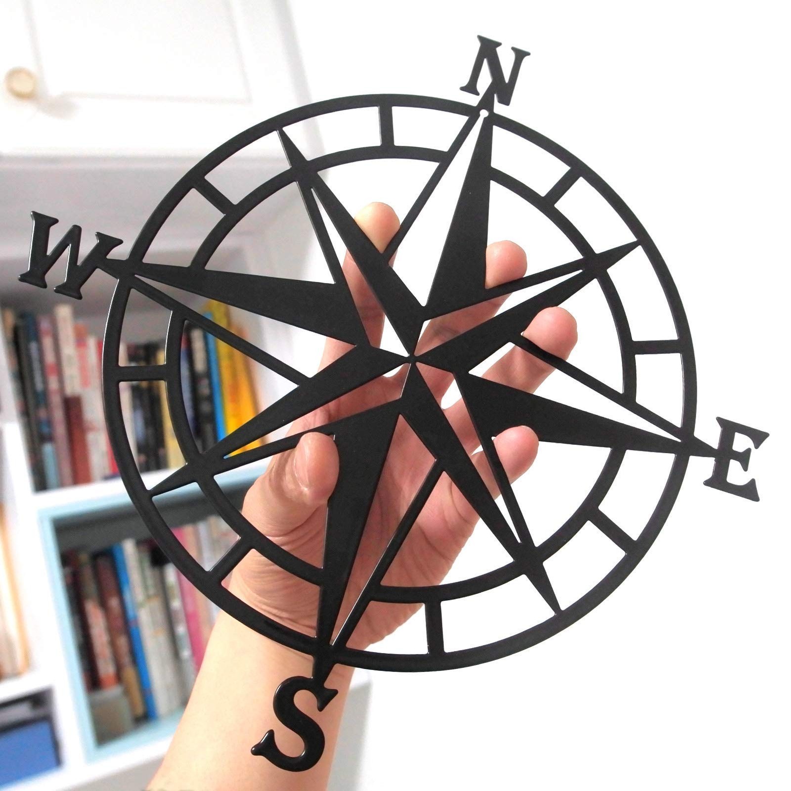 11 Inches Metal Decorative Nautical Compass Wall Decor, Living Room Bedroom O... gallery