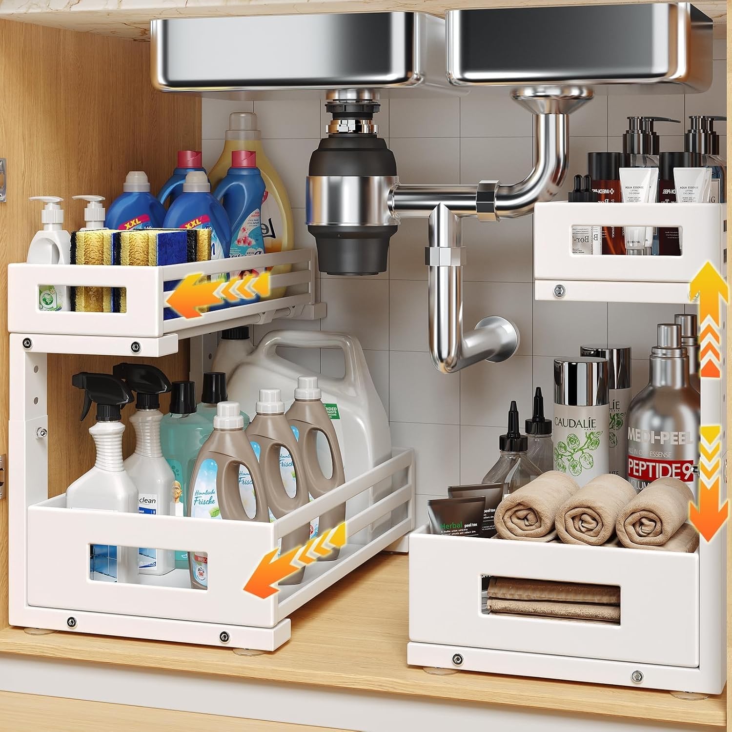 2-Pack Under Sink Organizers and Storage,2-Tier L Shape Pull Out Cabinet Orga... gallery