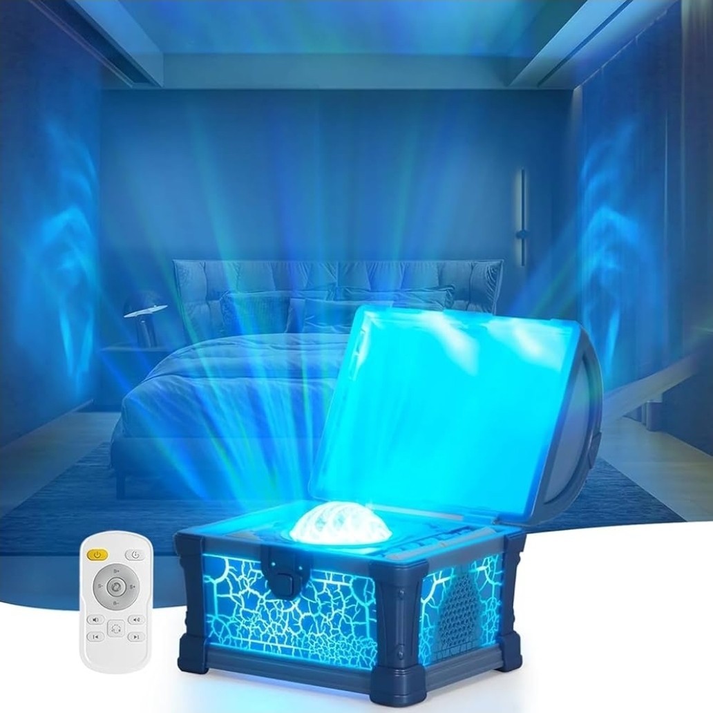 Blue Treasure Chest Northern Lights Bluetooth Sound Waves Projector Star Skyline gallery