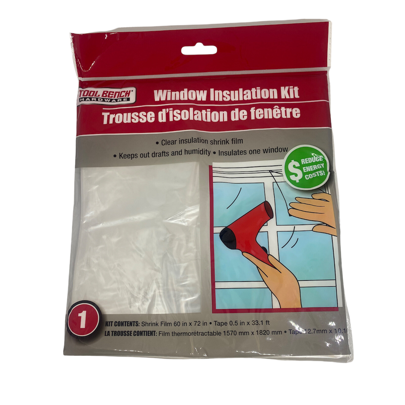Window Insulation Kit Shrink Film Clear Keep out Draft & Humidity 60 x 72 Inches gallery
