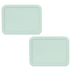 Pyrex 7210-PC Muddy Aqua Rectangle 3 Cup Plastic Storage Lid 2PK for Glass Dish